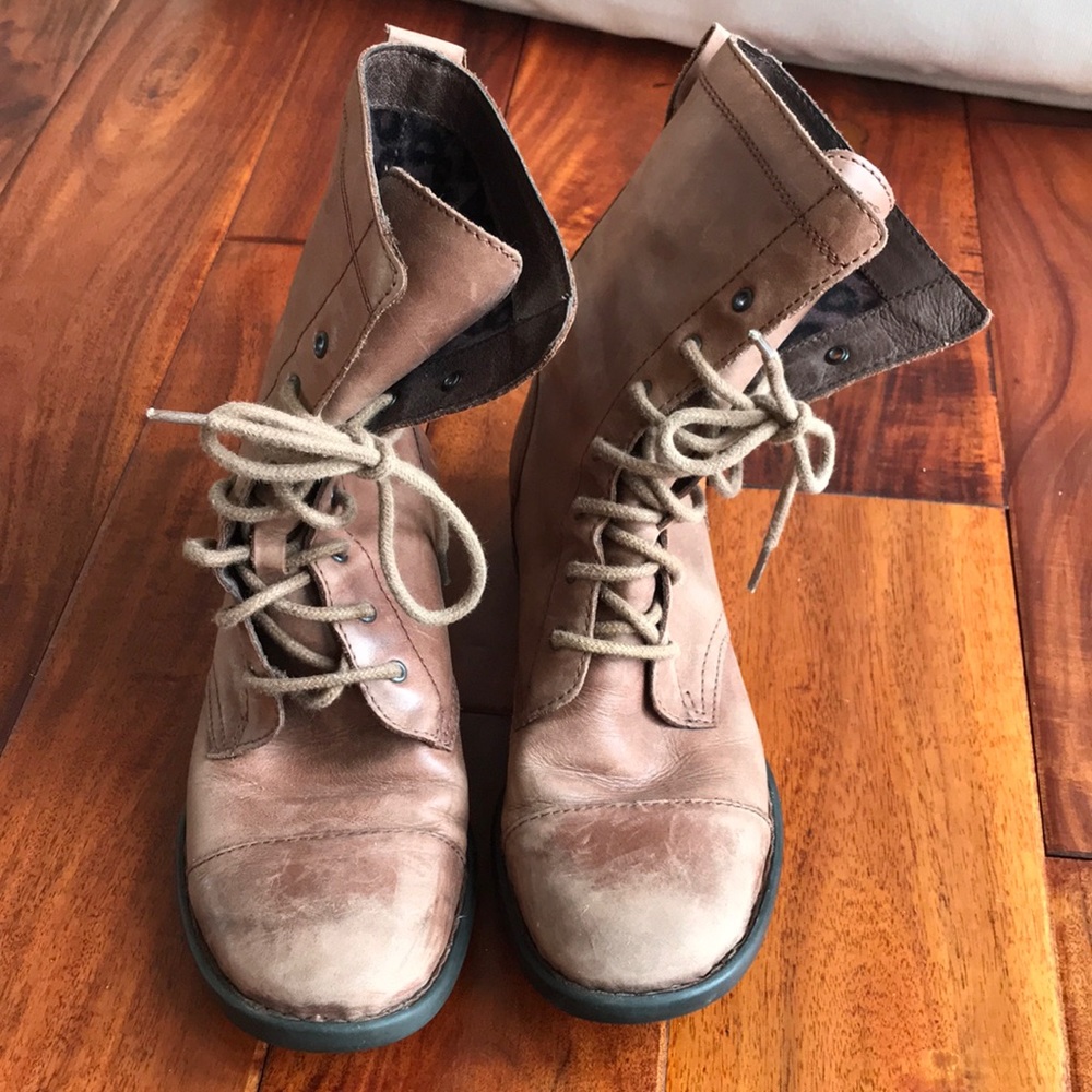Born Distressed Brown Soft Leather Combat Boot